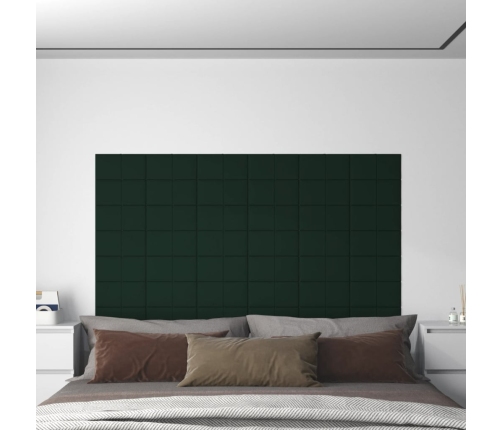 vidaXL Paneles de pared 12 uds terciopelo verde oscuro 30x15cm 0,54 m²