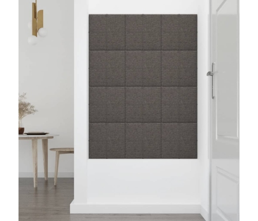 vidaXL Paneles de pared 12 uds tela gris oscuro 30x30 cm 1,08 m²