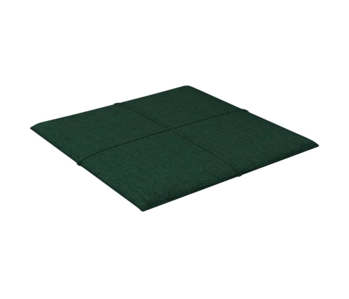 vidaXL Paneles de pared 12 uds tela verde oscuro 30x30 cm 1,08m²