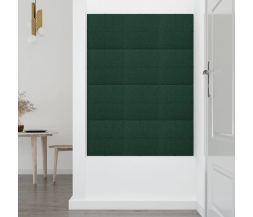 vidaXL Paneles de pared 12 uds tela verde oscuro 30x30 cm 1,08m²