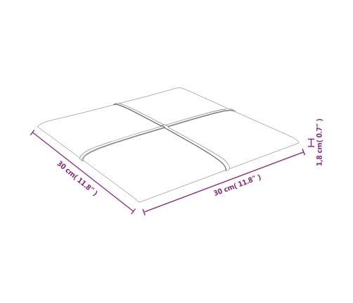 vidaXL Paneles de pared 12 uds tela verde oscuro 30x30 cm 1,08m²