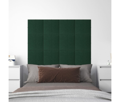 vidaXL Paneles de pared 12 uds tela verde oscuro 30x30 cm 1,08m²