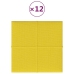 vidaXL Paneles de pared 12 uds tela amarillo claro 30x30 cm 1,08 m²