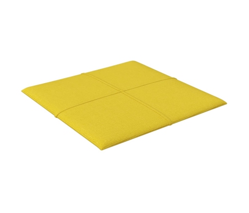 vidaXL Paneles de pared 12 uds tela amarillo claro 30x30 cm 1,08 m²