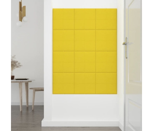 vidaXL Paneles de pared 12 uds tela amarillo claro 30x30 cm 1,08 m²