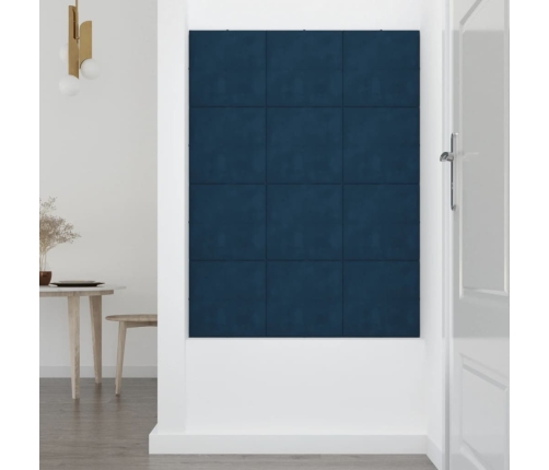 vidaXL Paneles de pared 12 uds terciopelo azul 30x30 cm 1,08 m²