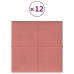 vidaXL Paneles de pared 12 uds terciopelo rosa 30x30 cm 1,08 m²