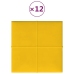 Paneles de pared 12 uds terciopelo amarillo 30x30 cm 1,08 m²