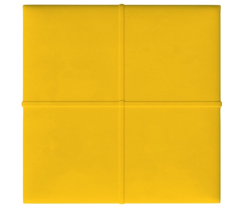 Paneles de pared 12 uds terciopelo amarillo 30x30 cm 1,08 m²