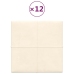 Paneles de pared 12 uds terciopelo crema 30x30 cm 1,08 m²