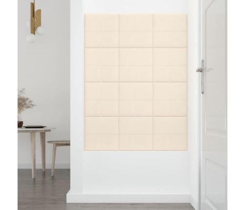 Paneles de pared 12 uds terciopelo crema 30x30 cm 1,08 m²