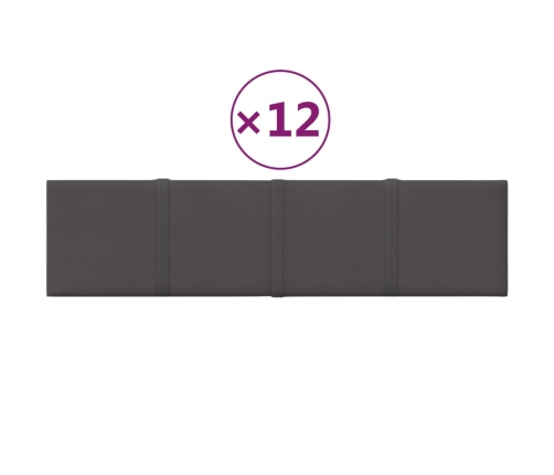 vidaXL Paneles de pared 12 uds tela gris oscuro 60x15 cm 1,08 m²