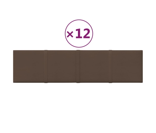 vidaXL Paneles de pared 12 uds tela marrón 60x15 cm 1,08 m²