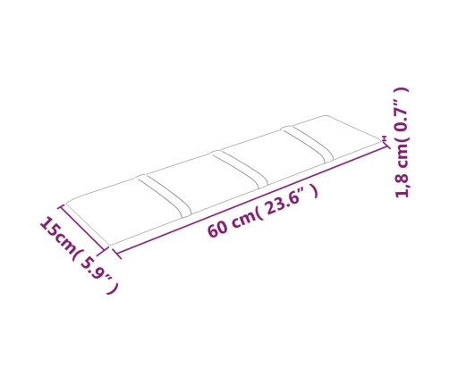 vidaXL Paneles de pared 12 uds tela marrón 60x15 cm 1,08 m²