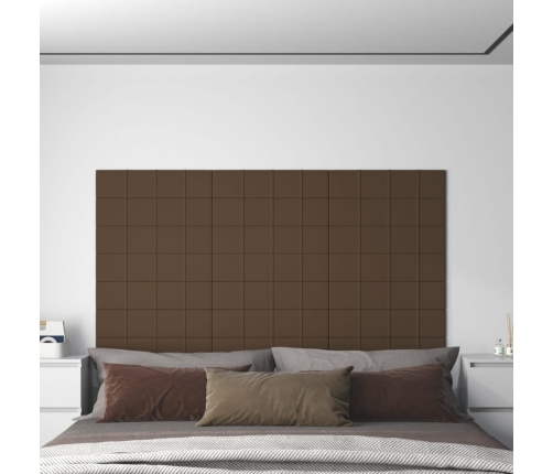 vidaXL Paneles de pared 12 uds tela marrón 60x15 cm 1,08 m²