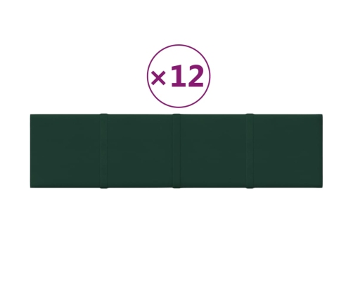 Paneles de pared 12 uds tela verde oscuro 60x15 cm 1,08 m²