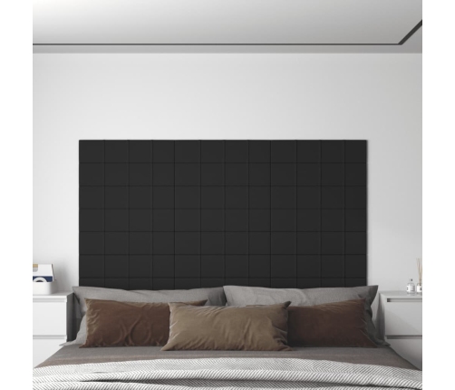 Paneles de pared 12 uds tela negro 60x15 cm 1,08 m²