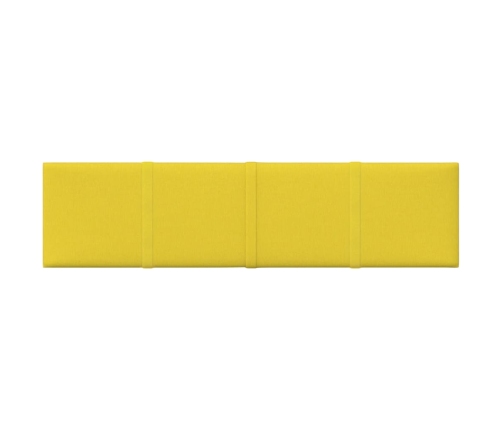 vidaXL Paneles de pared 12 uds tela amarillo claro 60x15 cm 1,08 m²