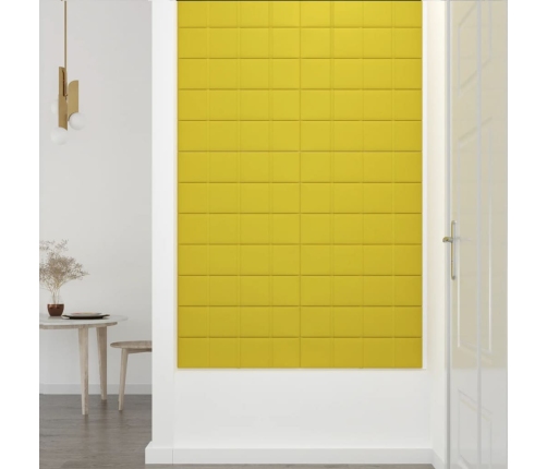 vidaXL Paneles de pared 12 uds tela amarillo claro 60x15 cm 1,08 m²