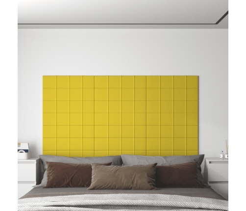 vidaXL Paneles de pared 12 uds tela amarillo claro 60x15 cm 1,08 m²