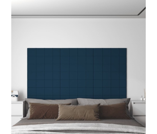 vidaXL Paneles de pared 12 uds terciopelo azul 60x15 cm 1,08 m²