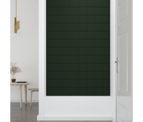 vidaXL Paneles de pared 12 uds terciopelo verde oscuro 60x15 cm 1,08m²