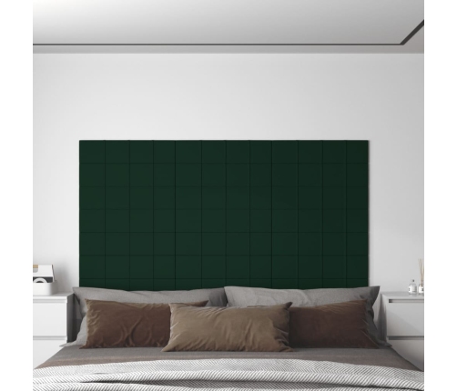 vidaXL Paneles de pared 12 uds terciopelo verde oscuro 60x15 cm 1,08m²