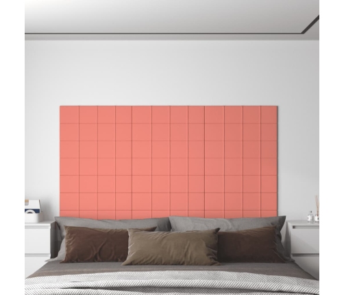 Paneles de pared 12 uds terciopelo rosa 60x15 cm 1,08 m²