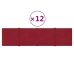 Paneles de pared 12 uds terciopelo rojo tinto 60x15 cm 1,08 m²