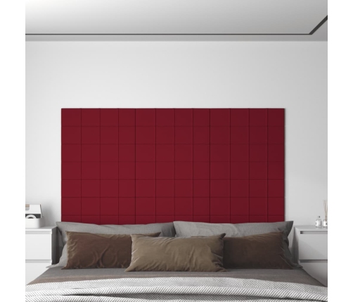 Paneles de pared 12 uds terciopelo rojo tinto 60x15 cm 1,08 m²