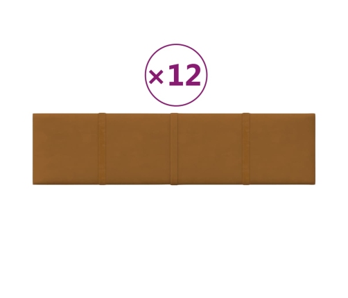 Paneles de pared 12 uds terciopelo marrón 60x15 cm 1,08 m²