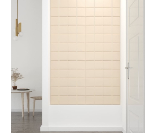 Paneles de pared 12 uds terciopelo color crema 60x15 cm 1,08 m²