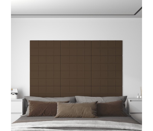 vidaXL Paneles de pared 12 uds tela marrón 60x30 cm 2,16 m²