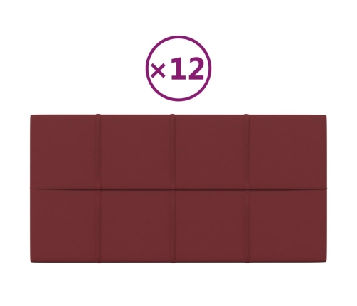 Paneles de pared 12 uds tela rojo tinto 60x30 cm 2,16 m²