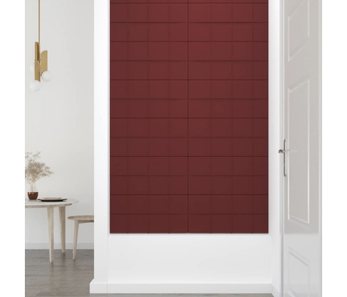 Paneles de pared 12 uds tela rojo tinto 60x30 cm 2,16 m²