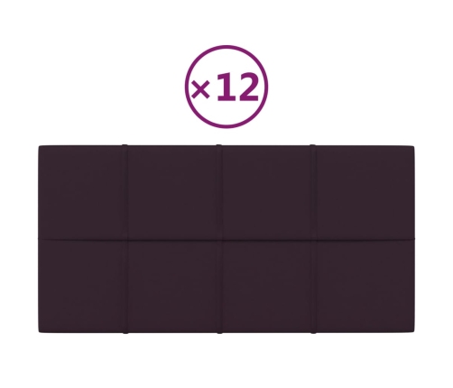 vidaXL Paneles de pared 12 uds tela morado 60x30 cm 2,16 m²