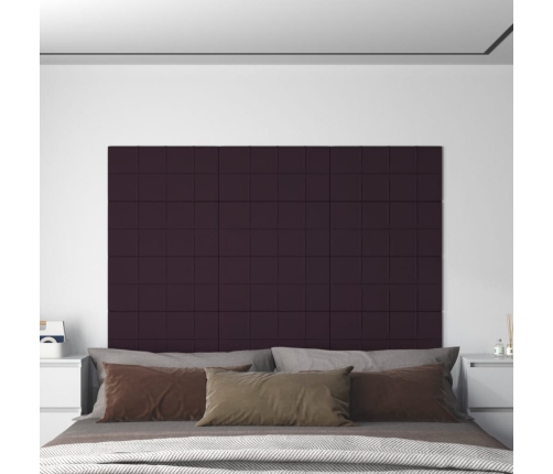 Paneles de pared 12 uds tela morado 60x30 cm 2,16 m²