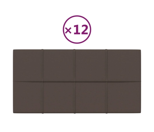 Paneles de pared 12 uds tela gris taupe 60x30 cm 2,16 m²