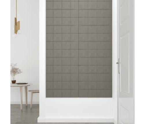 vidaXL Paneles de pared 12 uds terciopelo gris claro 60x30 cm 2,16 m²