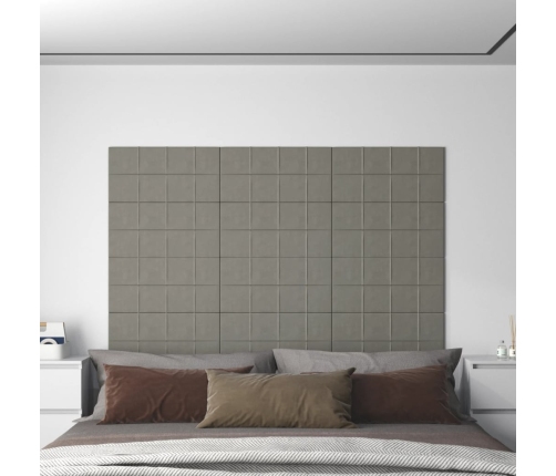 vidaXL Paneles de pared 12 uds terciopelo gris claro 60x30 cm 2,16 m²