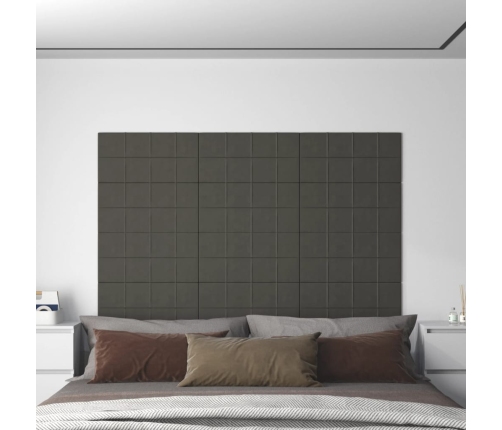 Paneles de pared 12 uds terciopelo gris oscuro 60x30 cm 2,16 m²