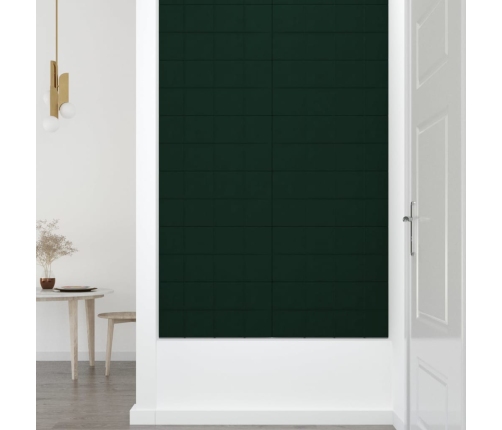 Paneles de pared 12 uds terciopelo verde oscuro 60x30 cm 2,16m²