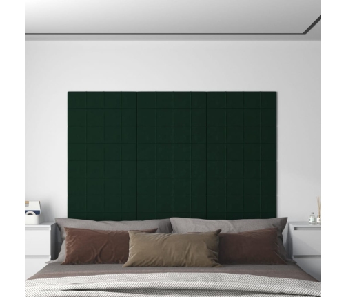 Paneles de pared 12 uds terciopelo verde oscuro 60x30 cm 2,16m²