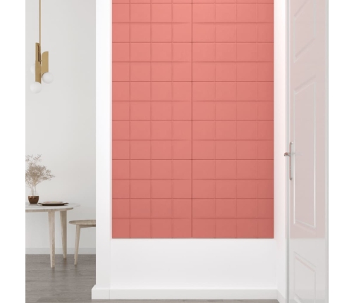 Paneles de pared 12 uds terciopelo rosa 60x30 cm 2,16 m²