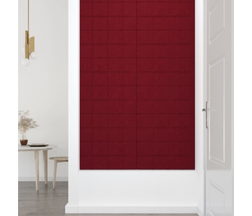 Paneles de pared 12 uds terciopelo rojo tinto 60x30 cm 2,16 m²