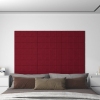 Paneles de pared 12 uds terciopelo rojo tinto 60x30 cm 2,16 m²