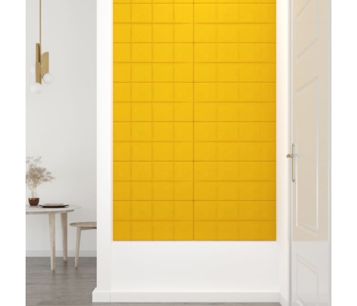 Paneles de pared 12 uds terciopelo amarillo 60x30 cm 2,16 m²