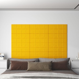 Paneles de pared 12 uds terciopelo amarillo 60x30 cm 2,16 m²