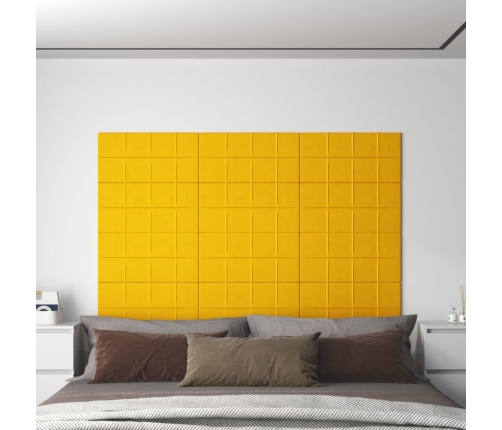 Paneles de pared 12 uds terciopelo amarillo 60x30 cm 2,16 m²