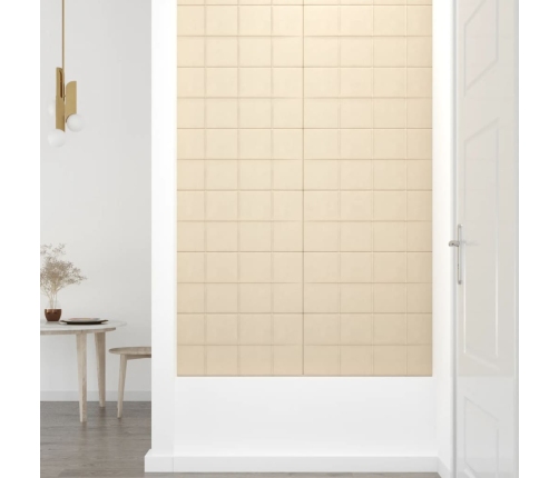 vidaXL Paneles de pared 12 uds terciopelo crema 60x30 cm 2,16 m²